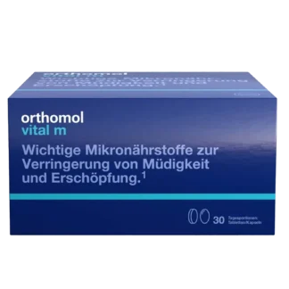 Orthomol Vital m - Mikronährstoffe für Männer - bei Müdigkeit - mit B-Vitaminen, Omega-3 und Magnesium - 30 Tabletten/Kapseln