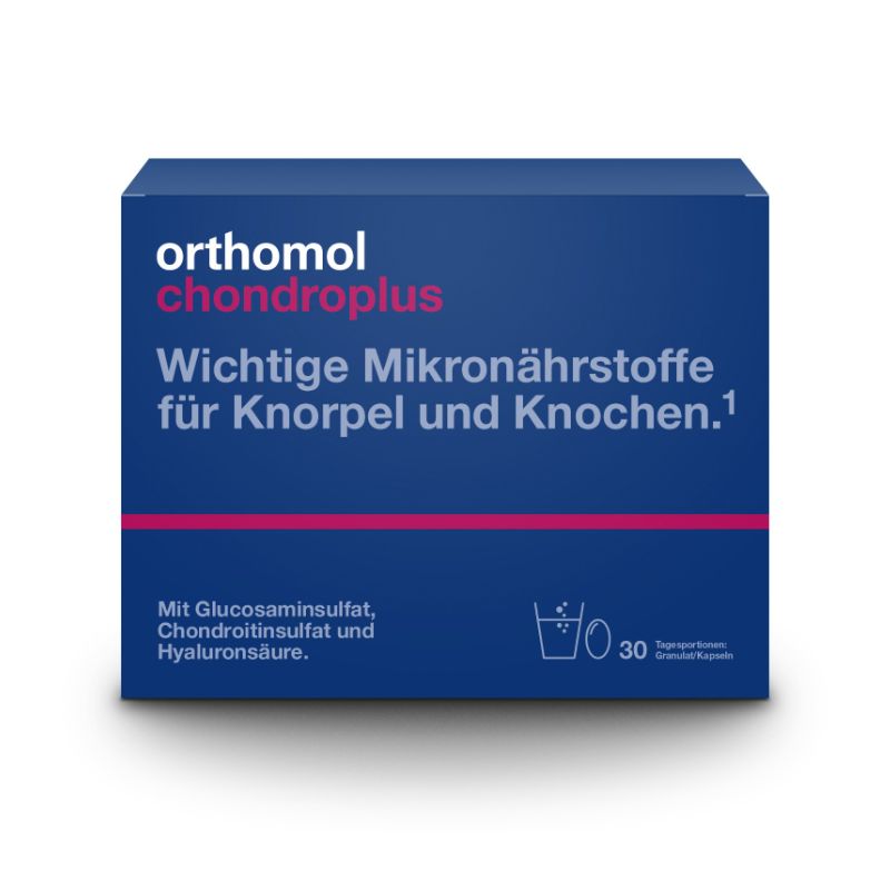 Orthomol chondroplus - Nährstoffe für Knorpel und Knochen - mit Glucosamin-, Chondroitinsulfat und Hyaluronsäure - 30 Stk. Granulat/Kapseln